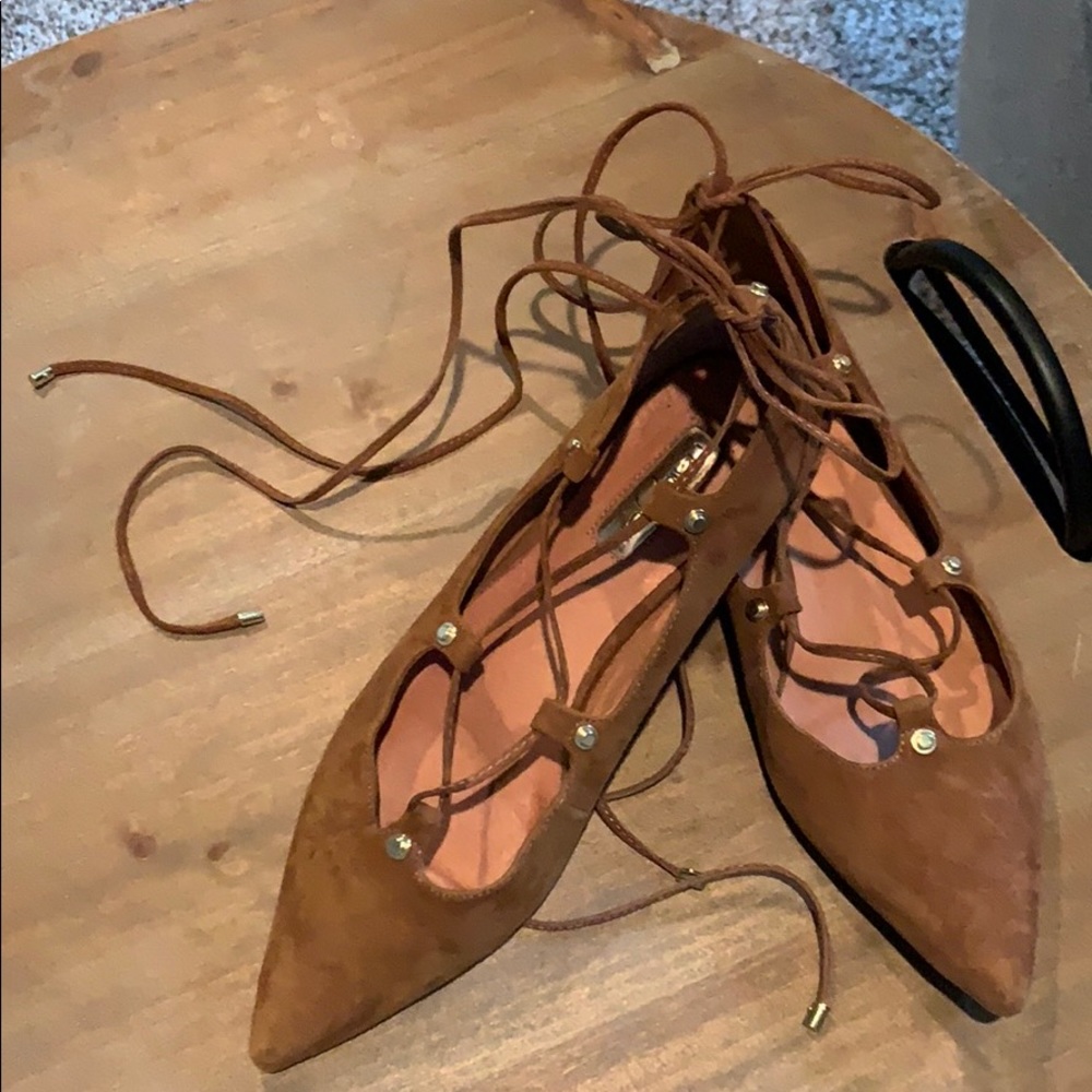 Halogen ballerina flats that tie up the ankle